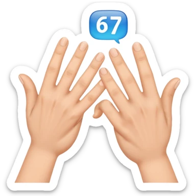 Make the 67 emoji with the two hands making the 67 meme sticker