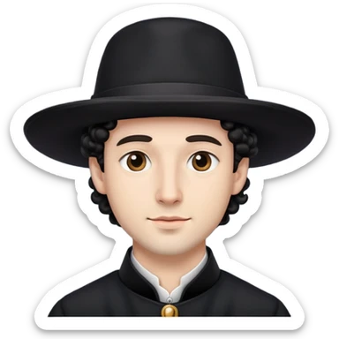 Man emoji with black hat and side curls, resembling a traditional Hasidic Jewish man. sticker