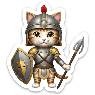 cat dressed as a trojan warrior sticker