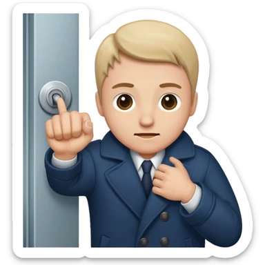 человек зацепился локтем кофты о дверную ручку sticker