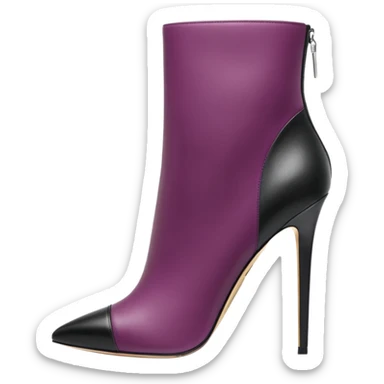 Hyper Realistic isolated side view,  Michael Kors ombre plum color to black, stiletto ankle bootie boots.  sticker