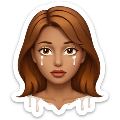 Brown Hair, Woman, white paint drip, face, hot, Sexy, lips sticker