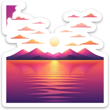 sunset with orange and pink sky sticker