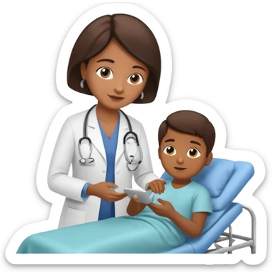 pedagoga hospitalar parda atendendo uma criança no hospital  sticker