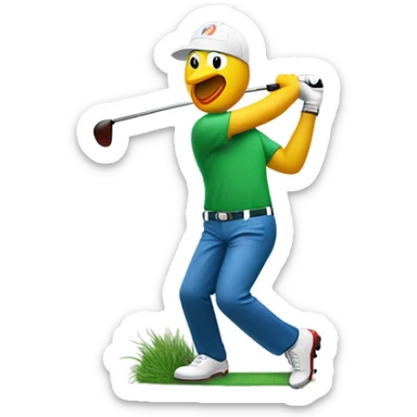 Gallo haciendo swing golf sticker