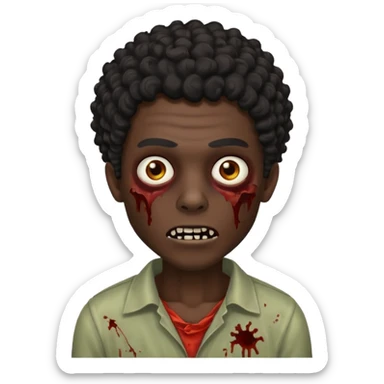 Zumbi com cabelo cacheado preto masculino zumbí  sticker