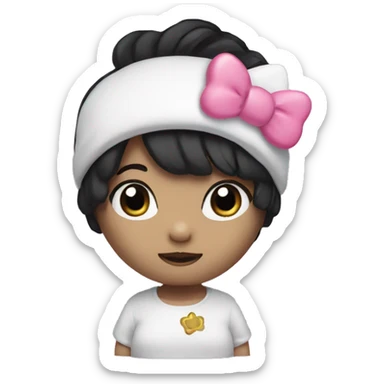 Hello Kitty with black hair  sticker