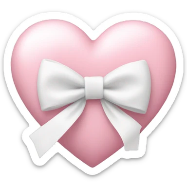 Pastel pink heart with white bow sticker