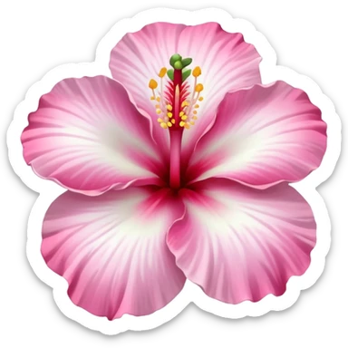 light white hibiscus flower with a pink centre in the style of apple emoji sticker