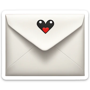 white envelope with a heart eyes emoji peeking through sticker