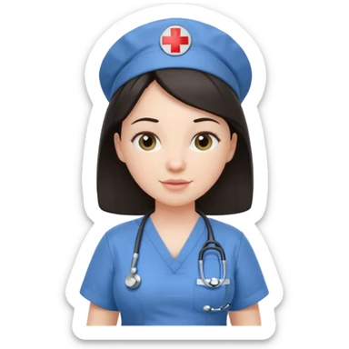 pregnant dark haired nurse sticker