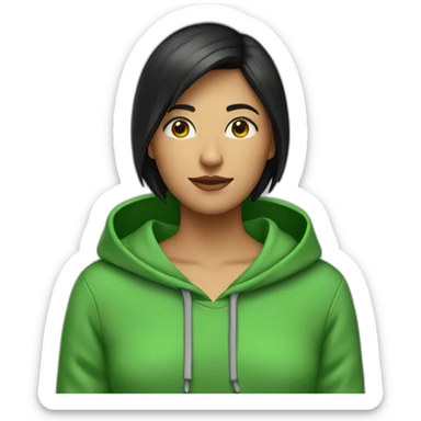Girl-with-short-black-hair-and-green-hoodie sticker