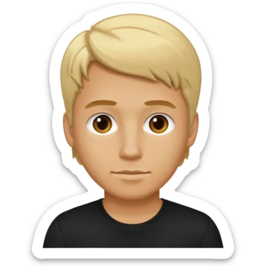 Create a man in the iOS 18 version, standing with a black shirt and blond hair, and I need to see him from head to t sticker