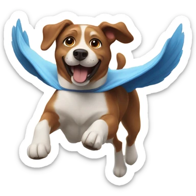 Super dog flying in the sky  sticker
