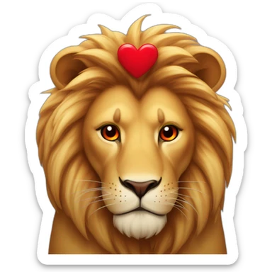 Lion face with big red hearts in his eyes, he looks so much in love sticker