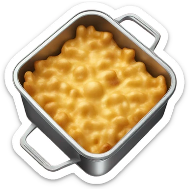 Baked Mac n cheese with crispy top in tin pan  sticker