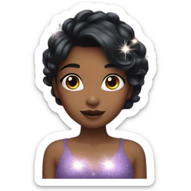 girl with black hair long with  magic sparkles sticker