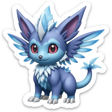 Elemental plum-plumed dark dusky mechanical frosty fairy-like fantasy epic rare Glalie-Sneasel-Togetic-Pokémon-Fakémon-hybrid-creature sticker
