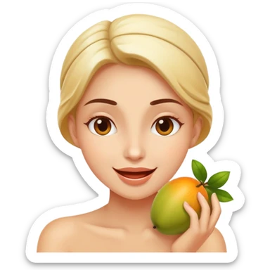 person enjoying healthy fruits with a blissful expression sticker