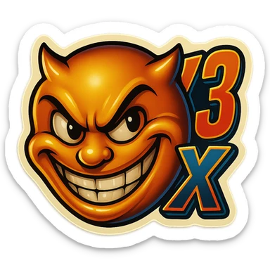 grin EVIL LOOk , Make it say "X3"" sticker
