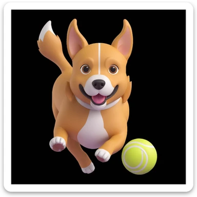 dog chasing ball in forrest, close up pose sticker