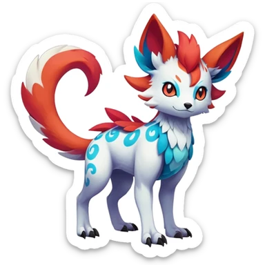 Falvie-Fionbri-fantasy-creature-Fakémon-Pokémon, full body, with markings sticker