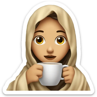 girl inside a blanket sipping coffee eyes closed sticker