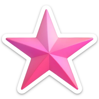 3D star icon, pink gradation, soft shading, modern 3D style sticker