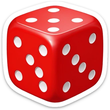 Red dice with white dots showing different numbers sticker