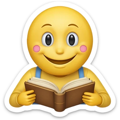 A emoji with a book in its hands like these but combined 😁📖 sticker