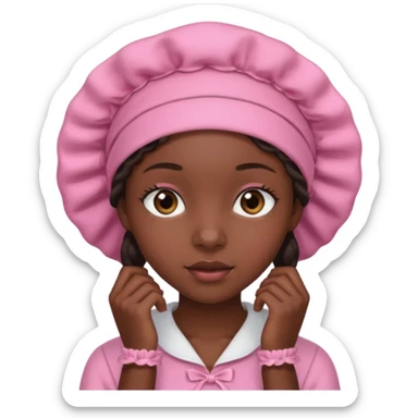 Black girl with pink bonnet teen sticker