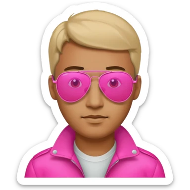 1980s man wearing reflective neon pink aviator sunglasses sticker