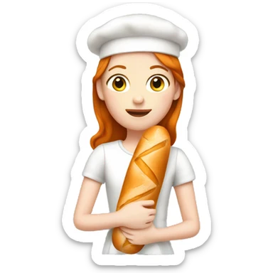 ginger French girl holding a baguette  sticker