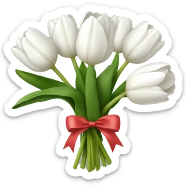 white tulip bouquet with a white bow holding the flowers together sticker