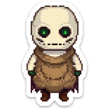 horror villain with burlap sack mask and dark hollow eyes sticker