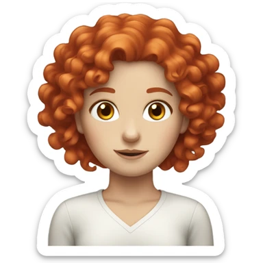 Curly white girl with red hair sticker