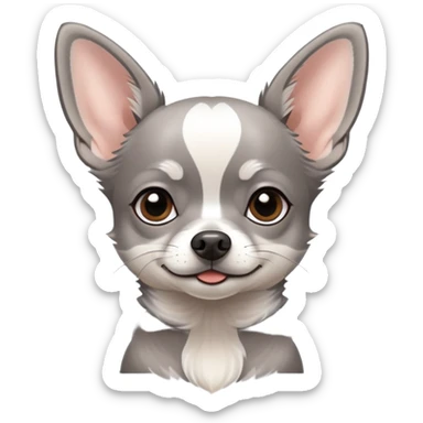 Grey Chihuahua with white stripe on head  sticker