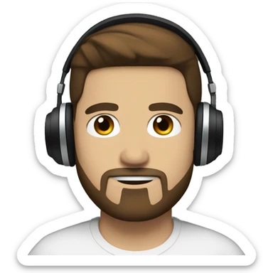 cool guy blue eyes brown hair headphones black goatee sticker