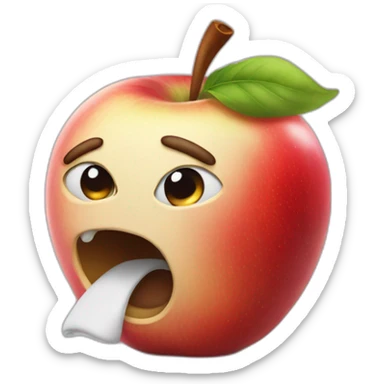 apple coughing emoji with fist over mouth sticker