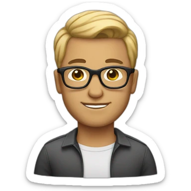 Man with light skin classic haircut and glasses sticker