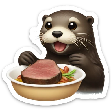sea otter eating steak sticker