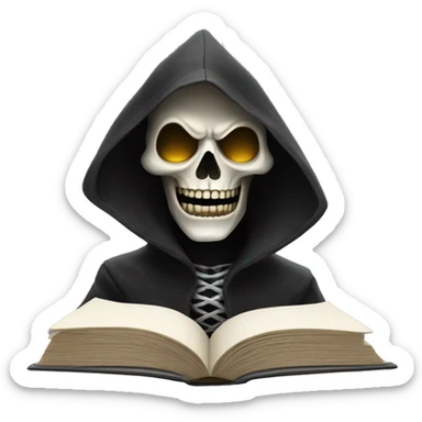 happy human reaper face with book sticker