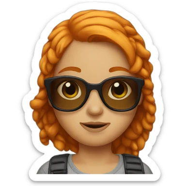 Ginger girl with sunglasses sticker