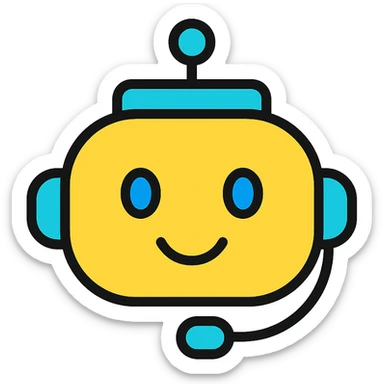 small professional AI chatbot emoji, with a subtle headset, clean lines, modern minimal style sticker