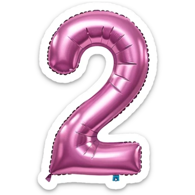 Pink foil balloon in the shape of a number teo sticker