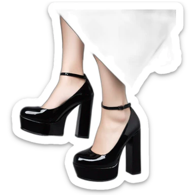 One view back Black Patent Leather Daffodile Platform Heels sticker