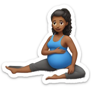 pregnant girl doing pilates on the mat sticker
