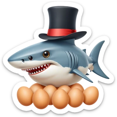 shark with tophat made of eggs sticker