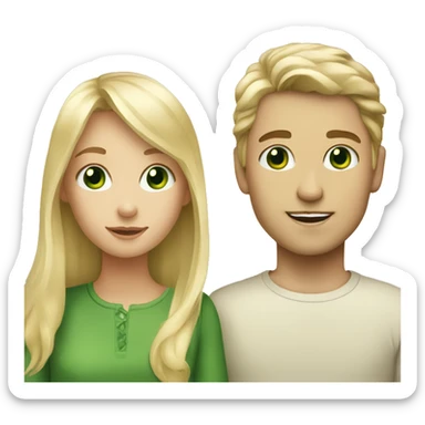 Blonde girl with a blond boy with green eyes  sticker