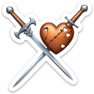 Dik şekilde kalbin içinden geçen Kılıç sticker